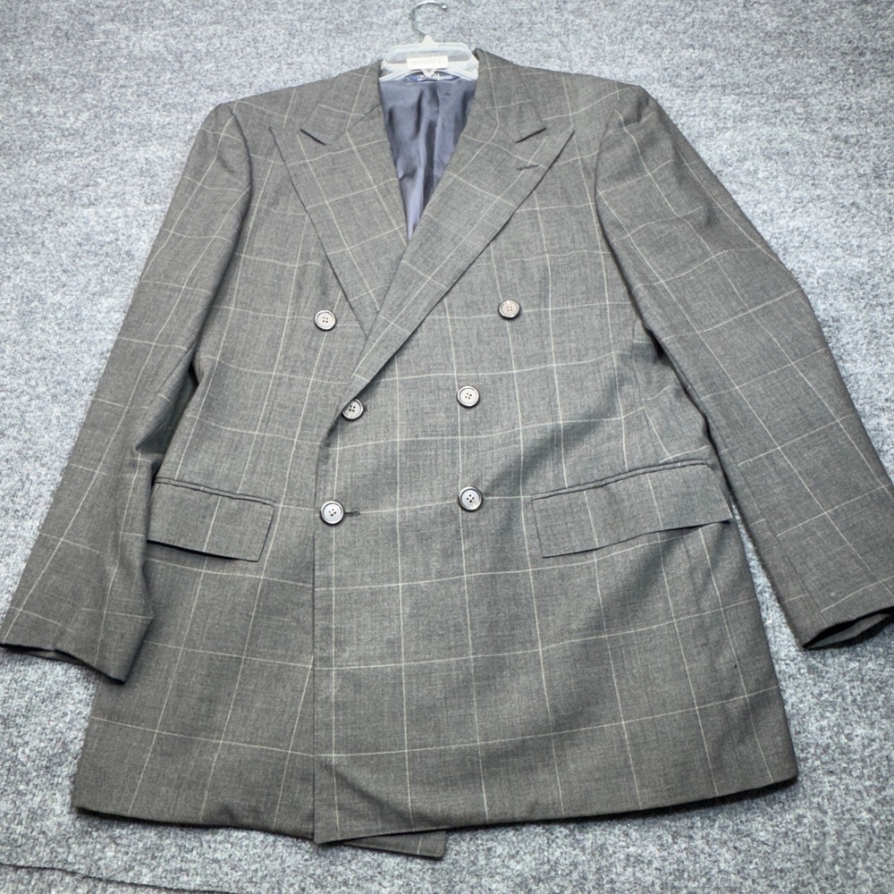 Vintage Polo Ralph Lauren Blazer Mens 42L Gray Wool Double Breasted Sport Coat